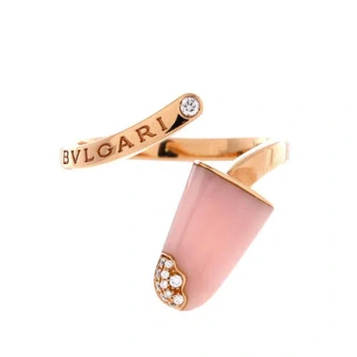 Pre-owned Bvlgari  Bvlgari Gelati Ring 18k Rose Gold With Pink Opal And Diamonds