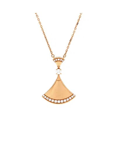 Pre-owned Pre-owned Bvlgari  Bvlgari Large Divas' Dream Pendant Necklace 18k Rose Gold With Diamonds, 17 In Pink