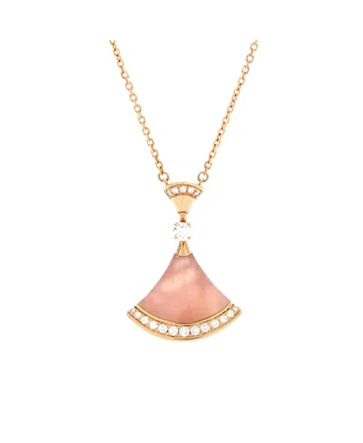 Pre-owned Pre-owned Bvlgari  Bvlgari Large Divas' Dream Pendant Necklace 18k Rose Gold With Pink Opal And Diamonds, 0.7