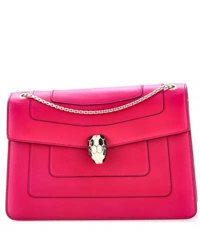Pre-owned Pre-owned Bvlgari  Bvlgari Medium Serpenti Forever Shoulder Bag Leather In Pink
