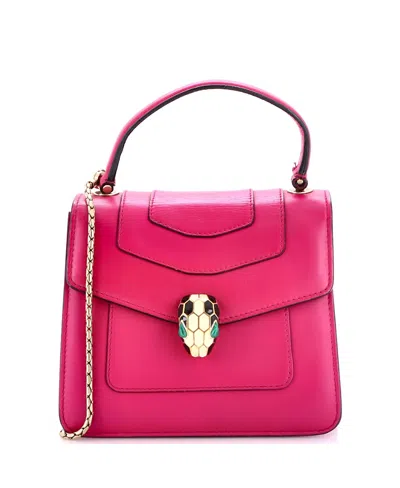 Pre-owned Pre-owned Bvlgari  Bvlgari Medium Serpenti Forever Top Handle Bag Leather In Pink