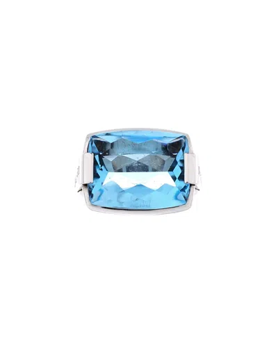 Pre-owned Pre-owned Bvlgari  Bvlgari Metropolis Ring 18k White Gold And Blue Topaz