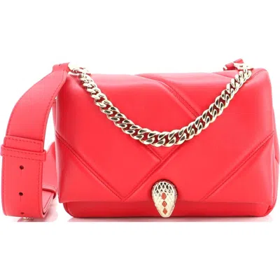 Pre-owned Pre-owned Bvlgari  Bvlgari Serpenti Cabochon Messenger Bag Diagonal Quilted Leather Small In Red
