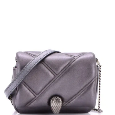 Pre-owned Pre-owned Bvlgari  Bvlgari Serpenti Cabochon Shoulder Bag Diagonal Quilted Leather Micro In Grey