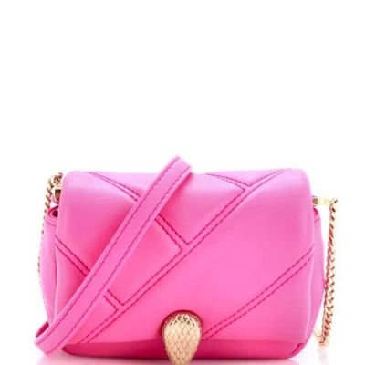 Pre-owned Pre-owned Bvlgari  Bvlgari Serpenti Cabochon Shoulder Bag Diagonal Quilted Leather Micro In Pink