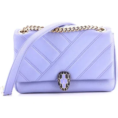 Pre-owned Pre-owned Bvlgari  Bvlgari Serpenti Cabochon Shoulder Bag Diagonal Quilted Leather Small In Silver