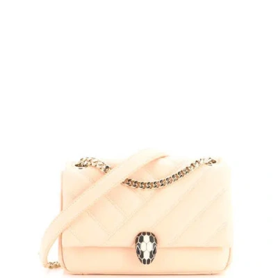 Pre-owned Pre-owned Bvlgari  Bvlgari Serpenti Cabochon Shoulder Bag Diagonal Quilted Leather Small In White