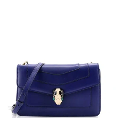 Pre-owned Pre-owned Bvlgari  Bvlgari Serpenti Crossbody Bag Leather Small In Blue