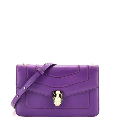 Pre-owned Pre-owned Bvlgari  Bvlgari Serpenti Crossbody Bag Leather Small In Purple