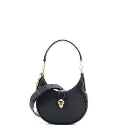 Pre-owned Bvlgari  Bvlgari Serpenti Ellipse Crossbody Bag Leather Mini In Black