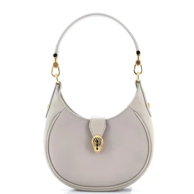 Pre-owned Pre-owned Bvlgari  Bvlgari Serpenti Ellipse Crossbody Bag Leather Mini In Grey