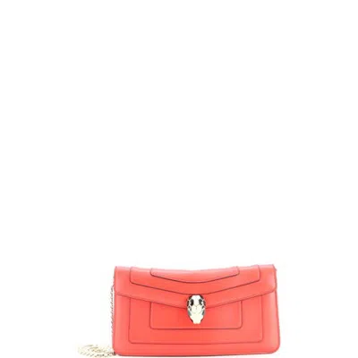 Pre-owned Pre-owned Bvlgari  Bvlgari Serpenti Forever Chain Clutch Leather In Red
