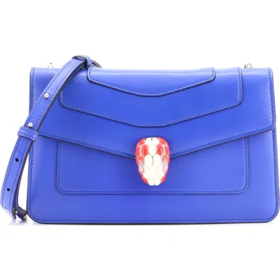 Pre-owned Bvlgari  Bvlgari Serpenti Forever Shoulder Bag Leather Small In Blue