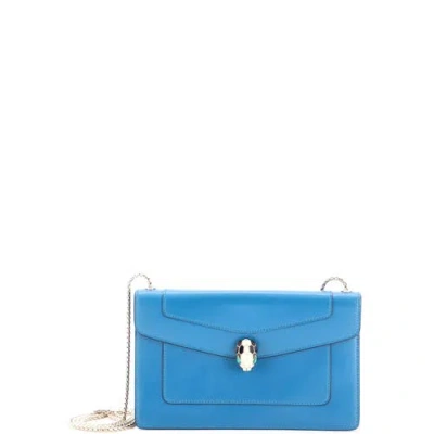 Pre-owned Pre-owned Bvlgari  Bvlgari Serpenti Forever Shoulder Bag Leather Small In Blue