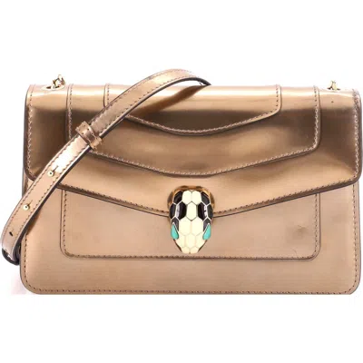 Pre-owned Pre-owned Bvlgari  Bvlgari Serpenti Forever Shoulder Bag Metallic Leather Small In Metallic Gold