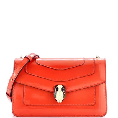 Pre-owned Pre-owned Bvlgari  Bvlgari Serpenti Forever Shoulder Bag Metallic Leather Small In Metallic Silver