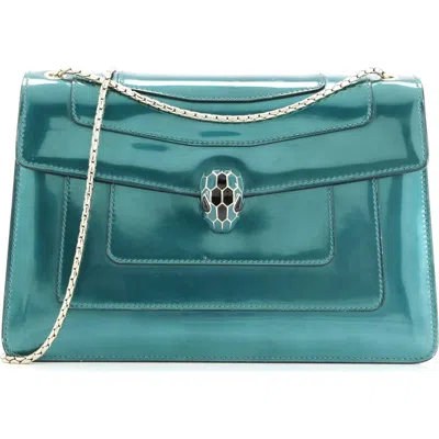 Pre-owned Bvlgari  Bvlgari Serpenti Forever Shoulder Bag Patent Medium In Green