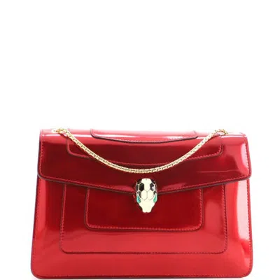 Pre-owned Pre-owned Bvlgari  Bvlgari Serpenti Forever Shoulder Bag Patent Medium In Red