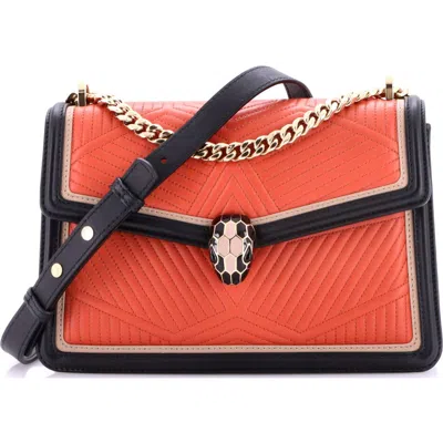 Pre-owned Bvlgari  Bvlgari Serpenti Forever Shoulder Bag Quilted Leather Small