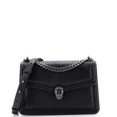 Pre-owned Bvlgari  Bvlgari Serpenti Forever Shoulder Bag Quilted Leather Small In Black