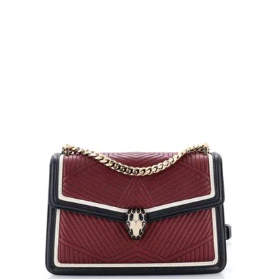 Pre-owned Pre-owned Bvlgari  Bvlgari Serpenti Forever Shoulder Bag Quilted Leather Small In Burgundy