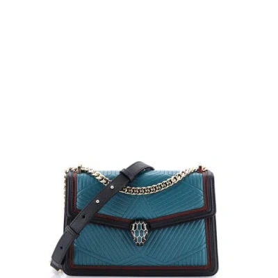 Pre-owned Bvlgari  Bvlgari Serpenti Forever Shoulder Bag Quilted Leather Small In Green