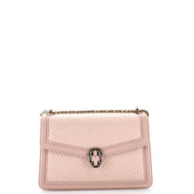 Pre-owned Bvlgari  Bvlgari Serpenti Forever Shoulder Bag Quilted Leather Small In Pink