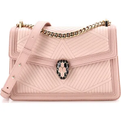 Pre-owned Bvlgari  Bvlgari Serpenti Forever Shoulder Bag Quilted Leather Small In Pink