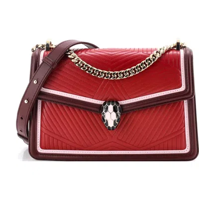 Pre-owned Pre-owned Bvlgari  Bvlgari Serpenti Forever Shoulder Bag Quilted Leather Small In Red