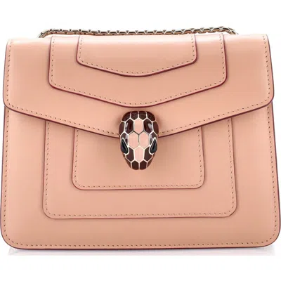 Pre-owned Pre-owned Bvlgari  Bvlgari Serpenti Forever Square Shoulder Bag Leather Small In Neutral