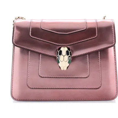 Pre-owned Pre-owned Bvlgari  Bvlgari Serpenti Forever Square Shoulder Bag Leather Small In Pink