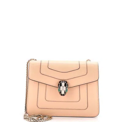 Pre-owned Pre-owned Bvlgari  Bvlgari Serpenti Forever Square Shoulder Bag Leather Small In White