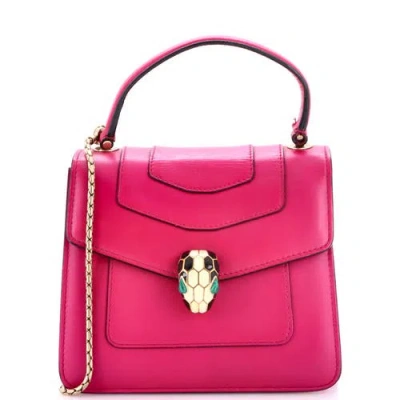 Pre-owned Bvlgari  Bvlgari Serpenti Forever Top Handle Bag Leather Medium In Pink