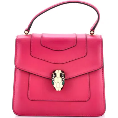 Pre-owned Bvlgari  Bvlgari Serpenti Forever Top Handle Bag Leather Small In Pink