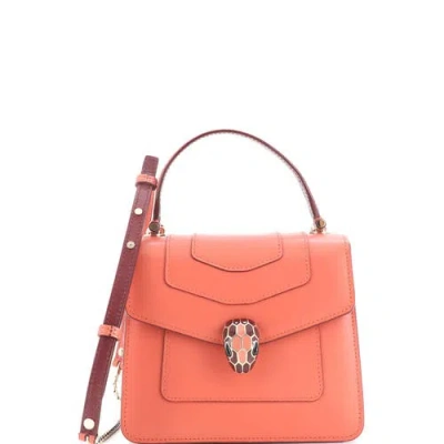 Pre-owned Bvlgari  Bvlgari Serpenti Forever Top Handle Bag Leather Small In Pink