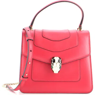 Pre-owned Pre-owned Bvlgari  Bvlgari Serpenti Forever Top Handle Bag Leather Small In Pink