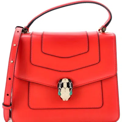 Pre-owned Bvlgari  Bvlgari Serpenti Forever Top Handle Bag Leather Small In Red