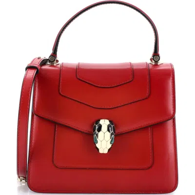 Pre-owned Bvlgari  Bvlgari Serpenti Forever Top Handle Bag Leather Small In Red