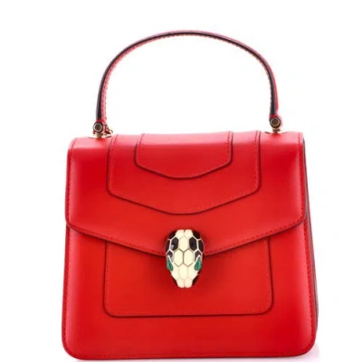 Pre-owned Bvlgari  Bvlgari Serpenti Forever Top Handle Bag Leather Small In Red