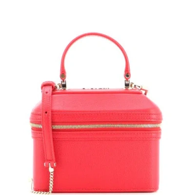 Pre-owned Pre-owned Bvlgari  Bvlgari Serpenti Forever Top Handle Convertible Vanity Leather Small In Red