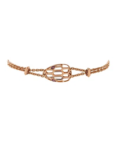 Pre-owned Pre-owned Bvlgari  Bvlgari Serpenti Seduttori Chain Bracelet 18k Rose Gold With Amethyst In Pink