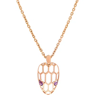 Pre-owned Bvlgari  Bvlgari Serpenti Seduttori Pendant Necklace 18k Rose Gold With Amethyst