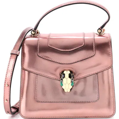 Pre-owned Pre-owned Bvlgari  Bvlgari Serpenti Top Handle Bag Patent Small In Metallic Silver