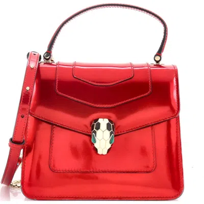 Pre-owned Pre-owned Bvlgari  Bvlgari Serpenti Top Handle Bag Patent Small In Red