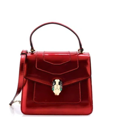 Pre-owned Pre-owned Bvlgari  Bvlgari Serpenti Top Handle Bag Patent Small In Red