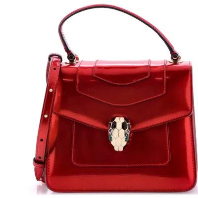 Pre-owned Bvlgari  Bvlgari Serpenti Top Handle Bag Patent Small In Red
