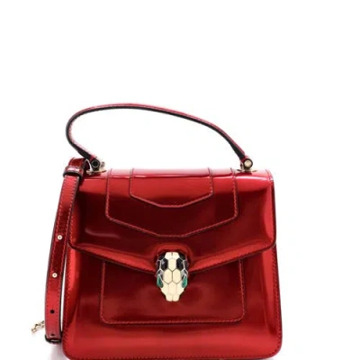 Pre-owned Bvlgari  Bvlgari Serpenti Top Handle Bag Patent Small In Red