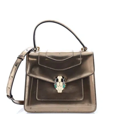 Pre-owned Bvlgari  Bvlgari Serpenti Top Handle Bag Patent Small In Silver