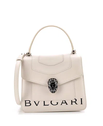 Pre-owned Pre-owned Bvlgari  Bvlgari Small Fragment Serpenti Forever Top Handle Bag Leather In Neutral