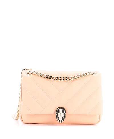 Pre-owned Pre-owned Bvlgari  Bvlgari Small Serpenti Cabochon Shoulder Bag Diagonal Quilted Leather In Pink